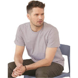 Bayside Unisex USA - Made 50/50 Fine Jersey T-Shirt - Bayside 5010 Heather Royal Blue S Short Sleeve T-Shirts