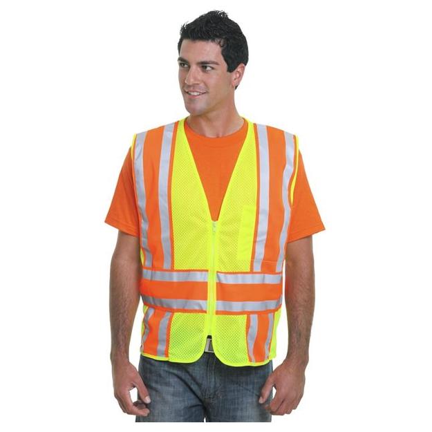 Bayside Unisex USA - Made ANSI Safety Mesh Vest - Bayside 3787 Lime Green M