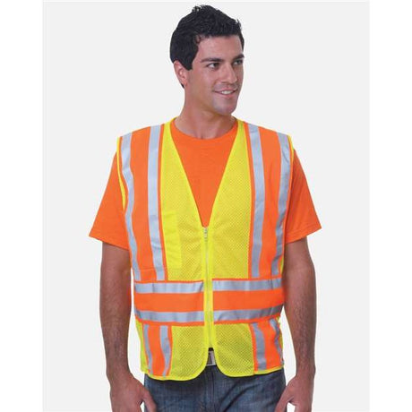 Bayside Unisex USA - Made ANSI Safety Mesh Vest - Bayside 3787 Lime Green M