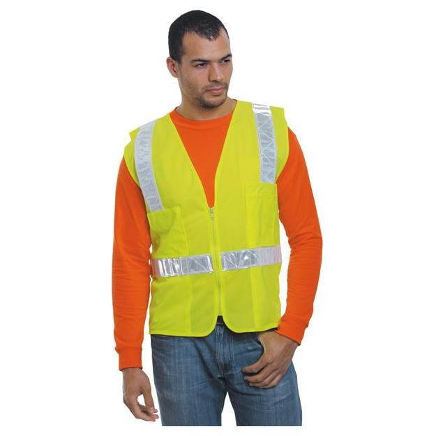 Bayside Unisex USA - Made ANSI Surveyor's Vest Class 2 - Bayside 3788 Lime Green M