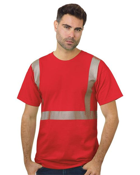 Bayside Unisex USA - Made Hi - Visibility Comfort Trim T-Shirt - Army - Bayside 3700 Army S Short Sleeve T-Shirts