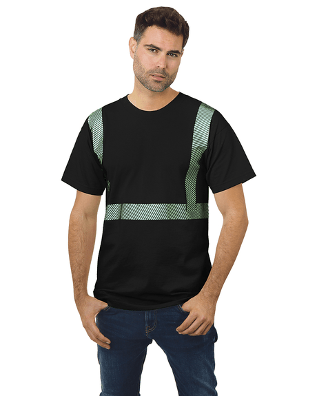 Bayside Unisex USA - Made Hi - Visibility Comfort Trim T-Shirt - Black - Bayside 3700 Black S Short Sleeve T-Shirts