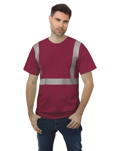 Bayside Unisex USA - Made Hi - Visibility Comfort Trim T-Shirt - Burgundy - Bayside 3700 Burgundy S Short Sleeve T-Shirts