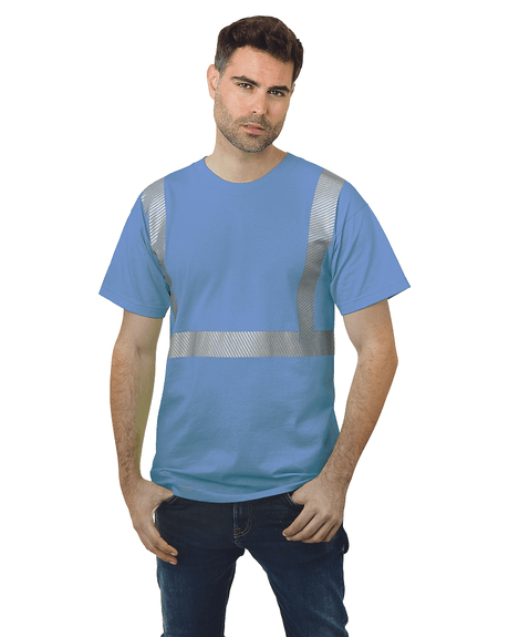 Bayside Unisex USA - Made Hi - Visibility Comfort Trim T-Shirt - Carolina Blue - Bayside 3700 Carolina Blue S Short Sleeve T-Shirts