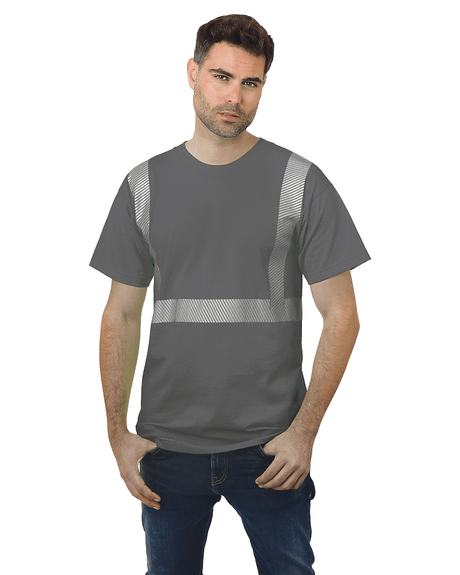 Bayside Unisex USA - Made Hi - Visibility Comfort Trim T-Shirt - Charcoal - Bayside 3700 Charcoal S Short Sleeve T-Shirts