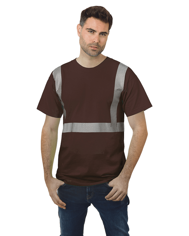 Bayside Unisex USA - Made Hi - Visibility Comfort Trim T-Shirt - Chocolate - Bayside 3700 Chocolate S Short Sleeve T-Shirts