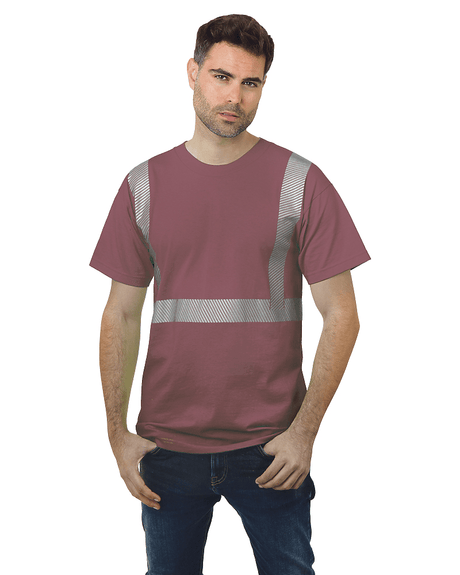 Bayside Unisex USA - Made Hi - Visibility Comfort Trim T-Shirt - Clay - Bayside 3700 Clay S Short Sleeve T-Shirts