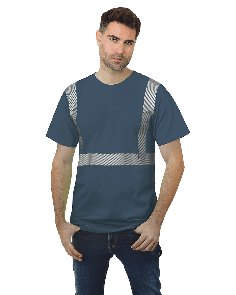 Bayside Unisex USA - Made Hi - Visibility Comfort Trim T-Shirt - Denim - Bayside 3700 Denim S Short Sleeve T-Shirts