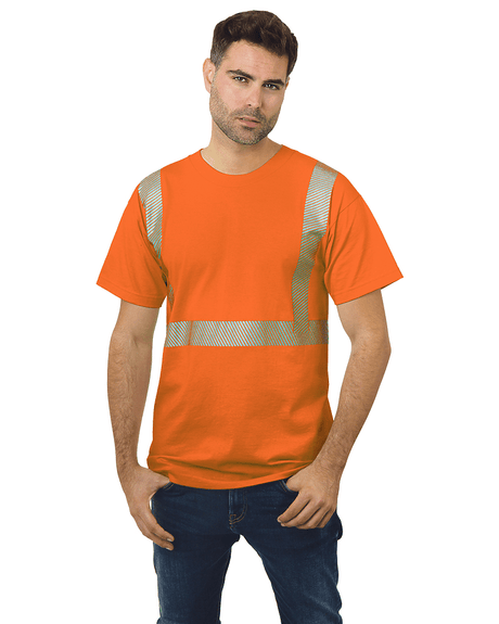 Bayside Unisex USA - Made Hi - Visibility Comfort Trim T-Shirt - Orange - Bayside 3700 Orange S Short Sleeve T-Shirts