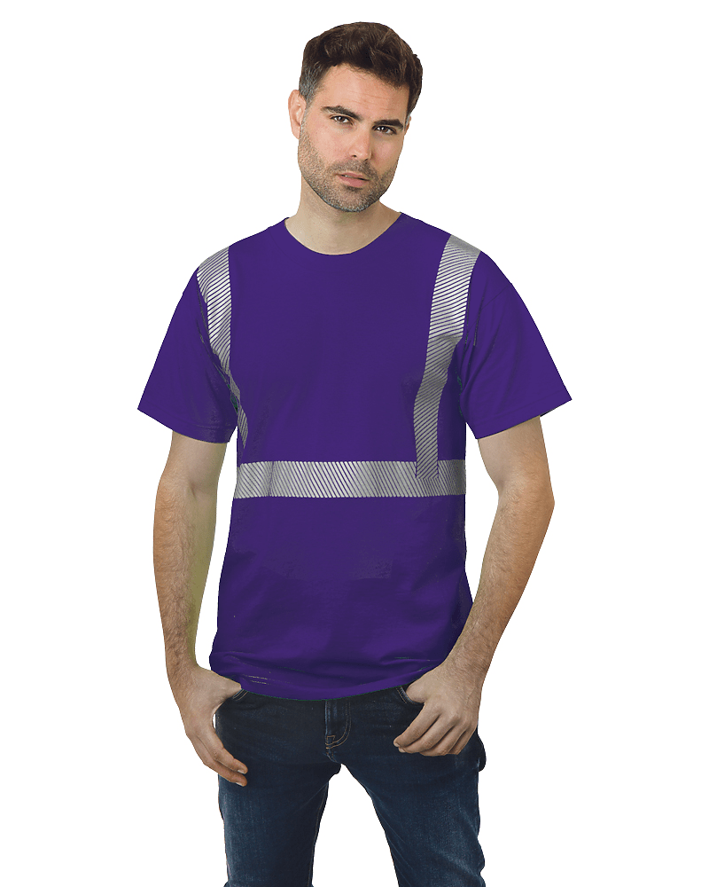 Bayside Unisex USA - Made Hi - Visibility Comfort Trim T-Shirt - Purple - Bayside 3700 Purple S Short Sleeve T-Shirts