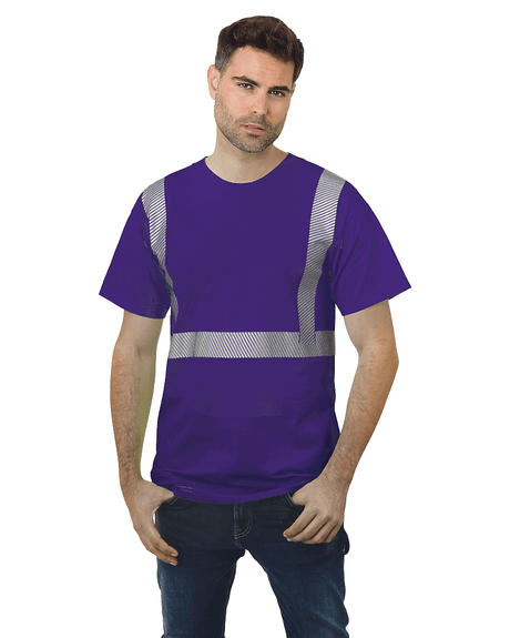Bayside Unisex USA - Made Hi - Visibility Comfort Trim T-Shirt - Purple - Bayside 3700 Purple S Short Sleeve T-Shirts