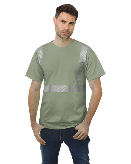 Bayside Unisex USA - Made Hi - Visibility Comfort Trim T-Shirt - Safari - Bayside 3700 Safari S Short Sleeve T-Shirts
