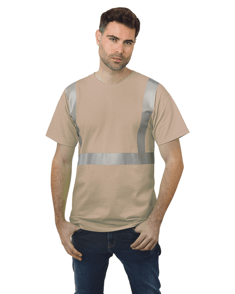 Bayside Unisex USA - Made Hi - Visibility Comfort Trim T-Shirt - Sand - Bayside 3700 Sand S Short Sleeve T-Shirts