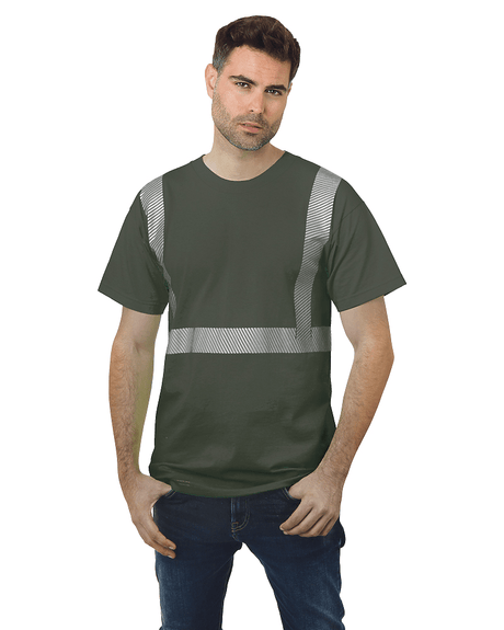 Bayside Unisex USA - Made Hi - Visibility Comfort Trim T-Shirt - Tobacco - Bayside 3700 Tobacco S Short Sleeve T-Shirts