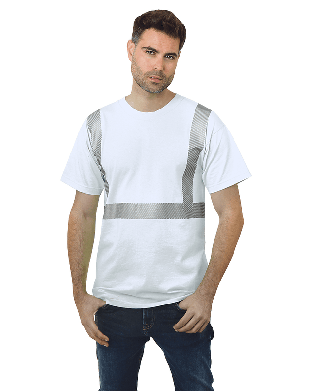 Bayside Unisex USA - Made Hi - Visibility Comfort Trim T-Shirt - White - Bayside 3700 White S Short Sleeve T-Shirts