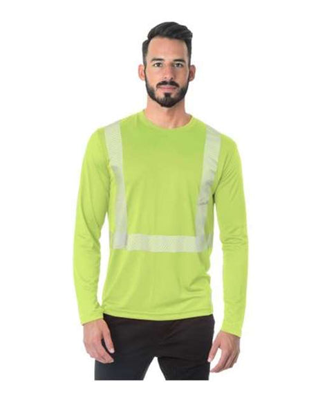 Bayside Unisex USA - Made Hi - Visibility Long Sleeve Performance T-Shirt - Segmented Tape - Bayside 3740 Lime Green S Short Sleeve T-Shirts