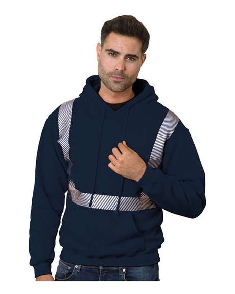 Bayside Unisex USA - Made High Visibility Hooded Sweatshirt - Bayside 3739 Navy S Sweatshirts