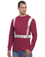 Bayside Unisex USA - Made High Visibility Long Sleeve Pocket T-Shirt - Burgundy - Bayside 3781 Burgundy S Short Sleeve T-Shirts