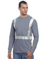 Bayside Unisex USA - Made High Visibility Long Sleeve Pocket T-Shirt - Charcoal - Bayside 3781 Charcoal S Short Sleeve T-Shirts