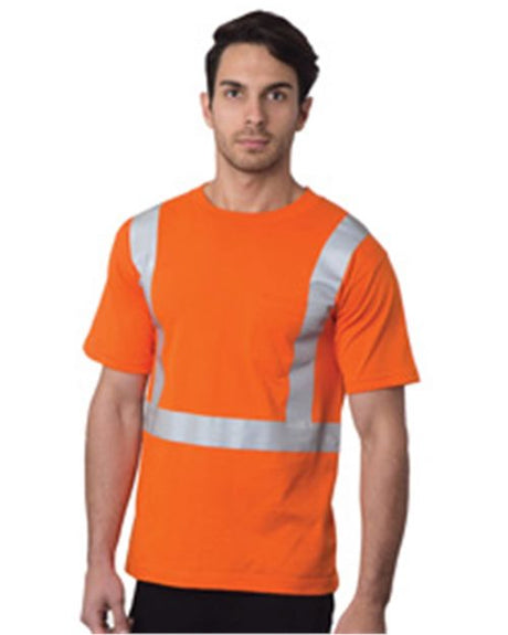 Bayside Unisex USA - Made High Visibility Pocket T-Shirt - Ash - Bayside 3771 Ash S Short Sleeve T-Shirts