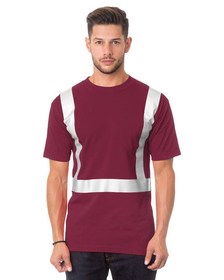 Bayside Unisex USA - Made High Visibility Pocket T-Shirt - Burgundy - Bayside 3771 Burgundy S Short Sleeve T-Shirts