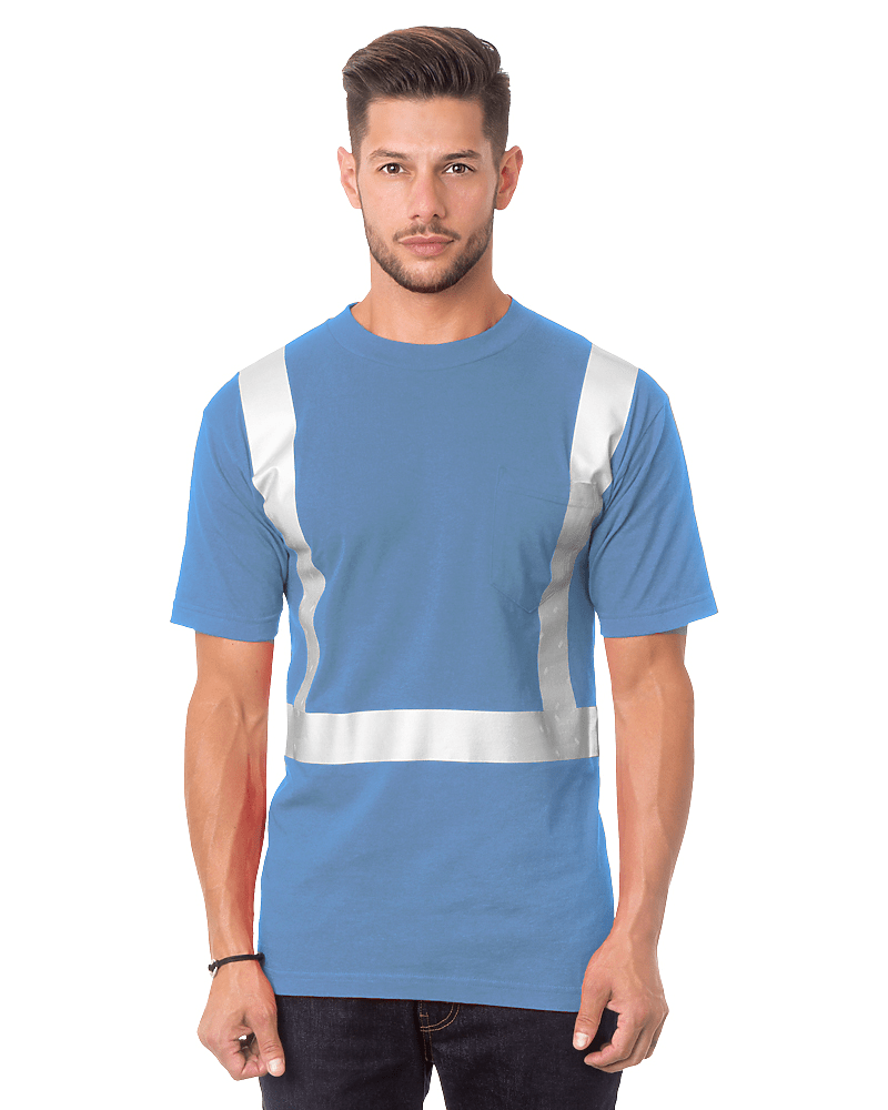 Bayside Unisex USA - Made High Visibility Pocket T-Shirt - Carolina Blue - Bayside 3771 Carolina Blue S Short Sleeve T-Shirts