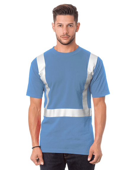 Bayside Unisex USA - Made High Visibility Pocket T-Shirt - Carolina Blue - Bayside 3771 Carolina Blue S Short Sleeve T-Shirts