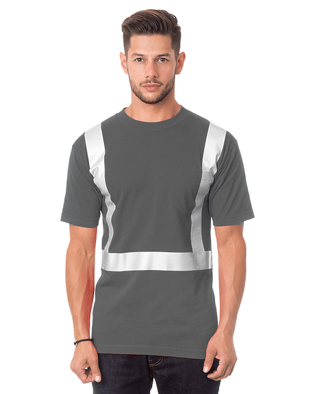 Bayside Unisex USA - Made High Visibility Pocket T-Shirt - Charcoal - Bayside 3771 Charcoal S Short Sleeve T-Shirts