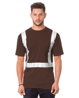 Bayside Unisex USA - Made High Visibility Pocket T-Shirt - Chocolate - Bayside 3771 Chocolate S Short Sleeve T-Shirts