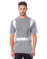 Bayside Unisex USA - Made High Visibility Pocket T-Shirt - Dark Ash - Bayside 3771 Dark Ash S Short Sleeve T-Shirts