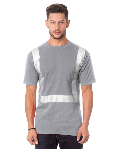 Bayside Unisex USA - Made High Visibility Pocket T-Shirt - Dark Ash - Bayside 3771 Dark Ash S Short Sleeve T-Shirts