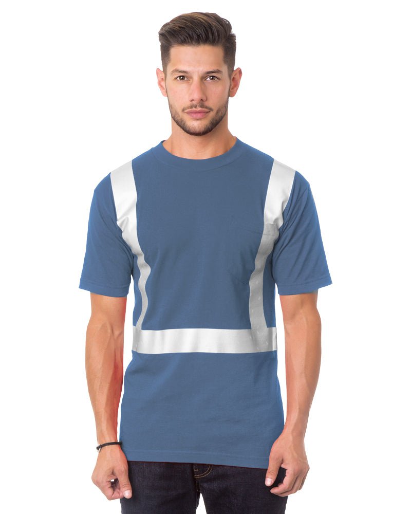 Bayside Unisex USA - Made High Visibility Pocket T-Shirt - Denim - Bayside 3771 Denim S Short Sleeve T-Shirts