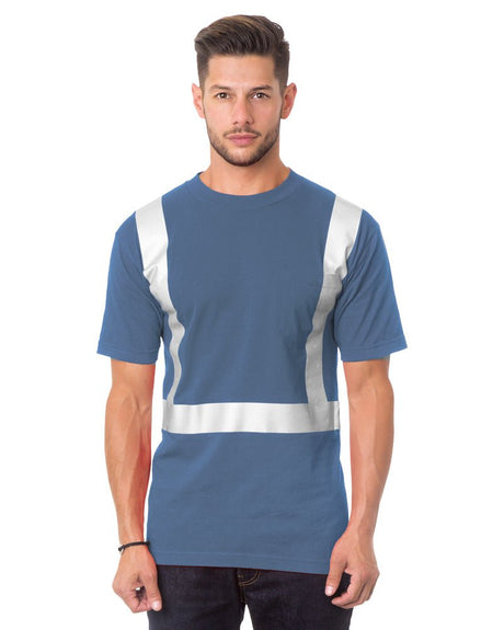 Bayside Unisex USA - Made High Visibility Pocket T-Shirt - Denim - Bayside 3771 Denim S Short Sleeve T-Shirts