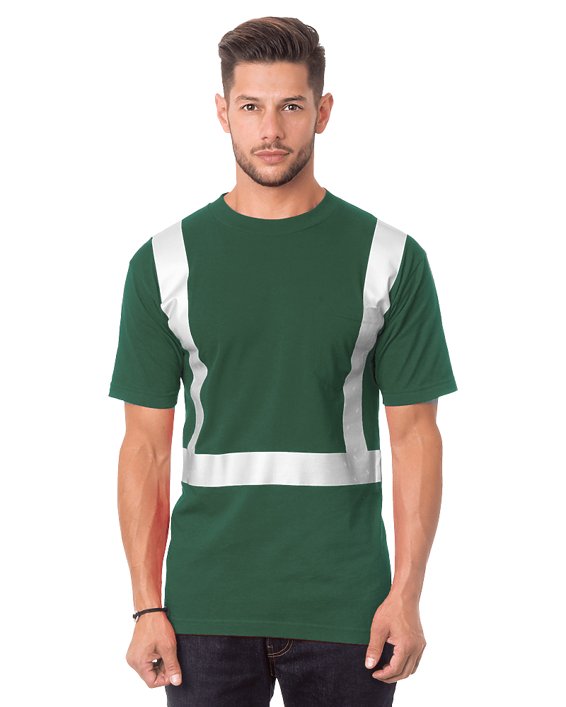 Bayside Unisex USA - Made High Visibility Pocket T-Shirt - Forest Green - Bayside 3771 Forest Green S Short Sleeve T-Shirts