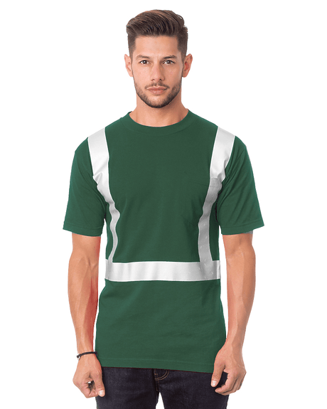 Bayside Unisex USA - Made High Visibility Pocket T-Shirt - Forest Green - Bayside 3771 Forest Green S Short Sleeve T-Shirts