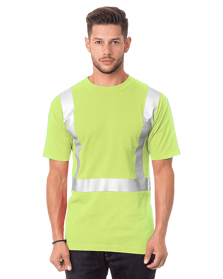 Bayside Unisex USA - Made High Visibility Pocket T-Shirt - Lime Green - Bayside 3771 Lime Green S Short Sleeve T-Shirts