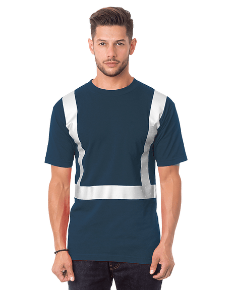 Bayside Unisex USA - Made High Visibility Pocket T-Shirt - Navy - Bayside 3771 Navy S Short Sleeve T-Shirts
