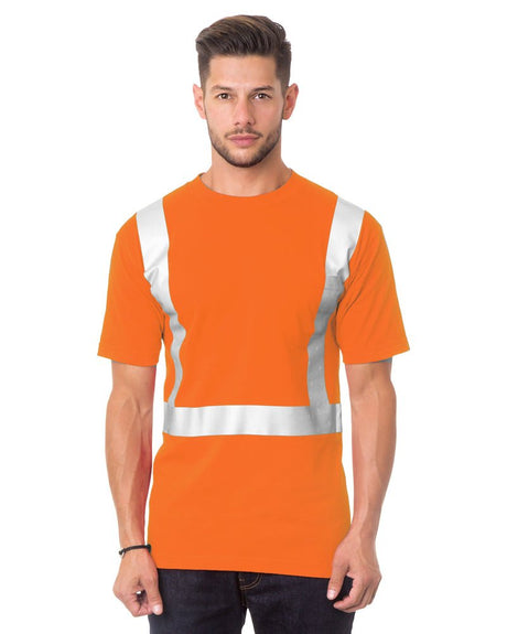 Bayside Unisex USA - Made High Visibility Pocket T-Shirt - Orange - Bayside 3771 Orange S Short Sleeve T-Shirts