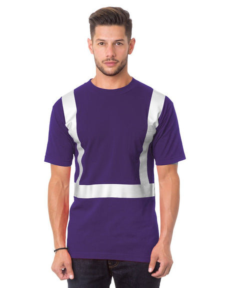 Bayside Unisex USA - Made High Visibility Pocket T-Shirt - Purple - Bayside 3771 Purple S Short Sleeve T-Shirts