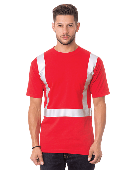 Bayside Unisex USA - Made High Visibility Pocket T-Shirt - Red - Bayside 3771 Red S Short Sleeve T-Shirts