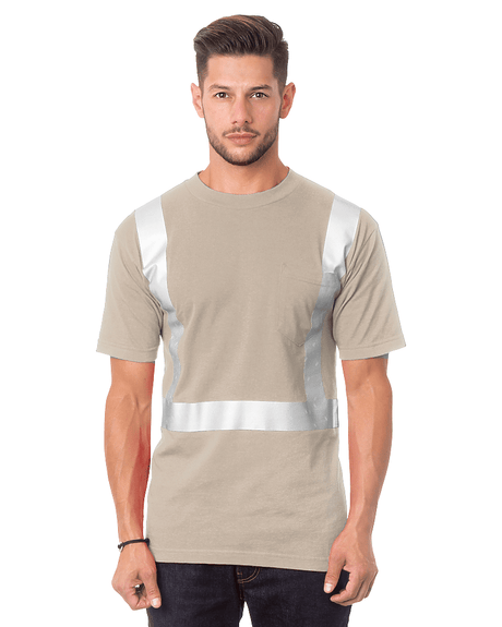 Bayside Unisex USA - Made High Visibility Pocket T-Shirt - Sand - Bayside 3771 Sand S Short Sleeve T-Shirts