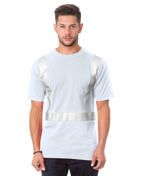 Bayside Unisex USA - Made High Visibility Pocket T-Shirt - White - Bayside 3771 White S Short Sleeve T-Shirts