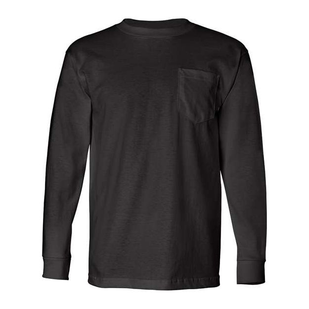 Bayside Unisex USA - Made Long Sleeve Pocket T-Shirt - Black - Bayside 8100 Black S Short Sleeve T-Shirts