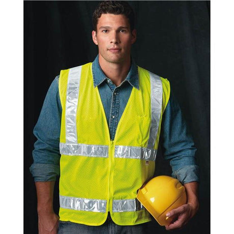 Bayside Unisex USA - Made Mesh Safety Vest - Bayside 3785 Lime Green M