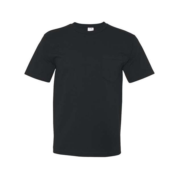Bayside Unisex USA - Made Midweight Pocket T-Shirt - Bayside 5070 Black S Short Sleeve T-Shirts
