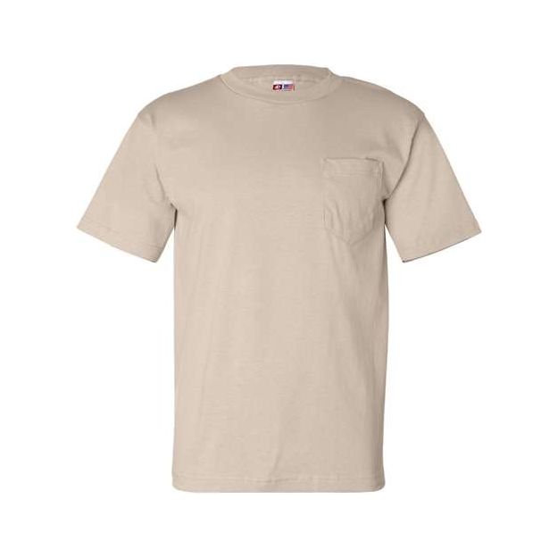 Bayside Unisex USA - Made Pocket T-Shirt - Bayside 7100 Sand S Short Sleeve T-Shirts