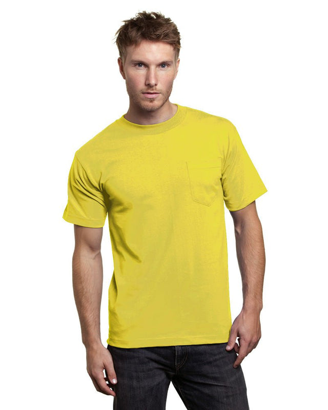 Bayside Unisex USA - Made Pocket T-Shirt - Bayside 7100 Yellow S Short Sleeve T-Shirts