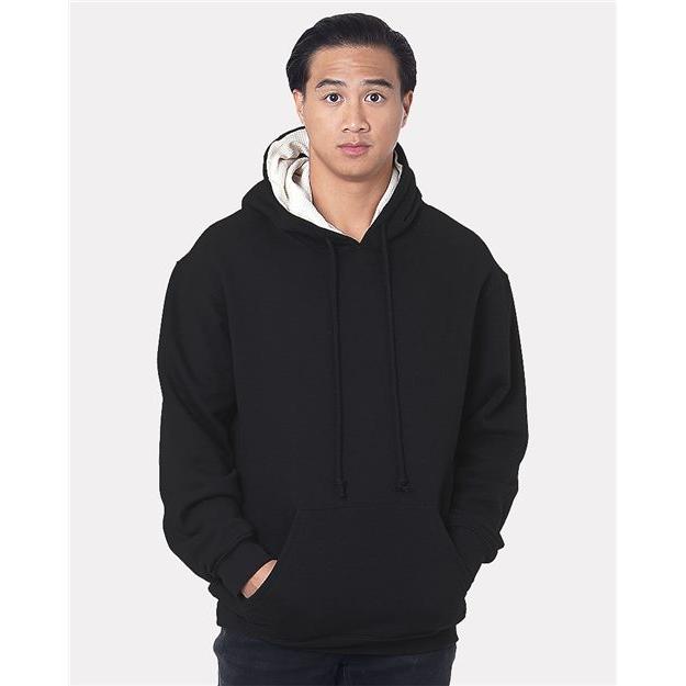 Bayside Unisex USA - Made Super Heavy Thermal Lined Hooded Sweatshirt - Bayside 930 Black/ Cream M Sweatshirts