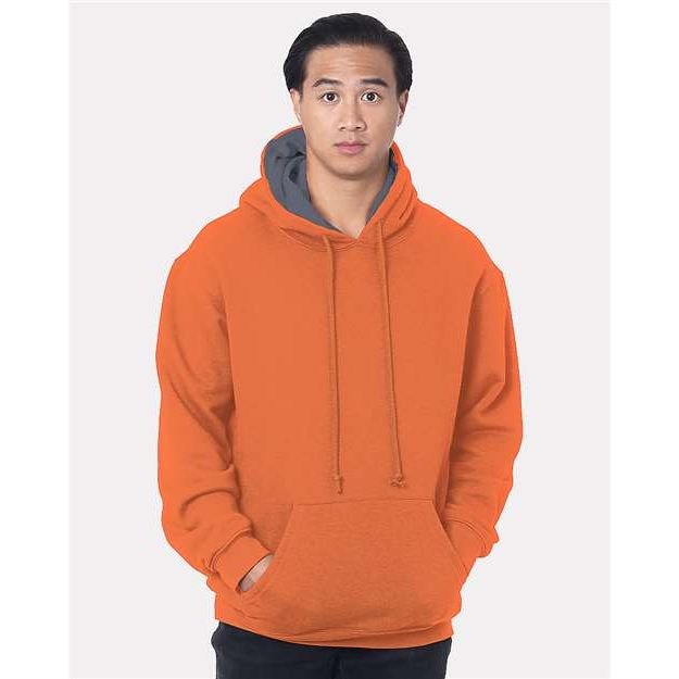 Bayside Unisex USA - Made Super Heavy Thermal Lined Hooded Sweatshirt - Bayside 930 Bright Orange/ Dark Grey M Sweatshirts