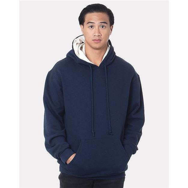 Bayside Unisex USA - Made Super Heavy Thermal Lined Hooded Sweatshirt - Bayside 930 Navy/ Cream L Sweatshirts